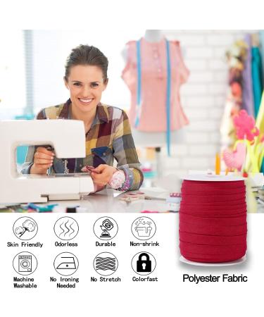 Double Fold Bias Tape 1/2 inch - 55 Yards Wine Red with 4 Fabric Chalks | Sewing Crafts Accessories - Buy Online on SooperMarket.com