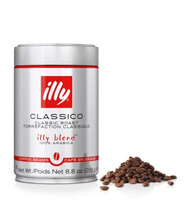 illy Classico Whole Bean Coffee, Medium Roast, Classic Roast with Notes Of Caramel, Orange Blossom and Jasmine, 100% Arabica Coffee, No Preservatives, 8.8 Ounce Can (Pack of 1) Classico Medium Roast 8.8 Ounce (Pack of 1)