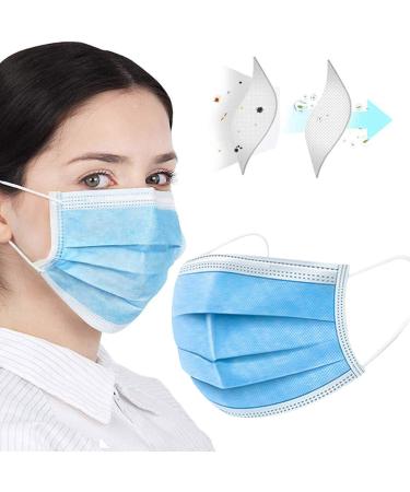 200PCS Blue Disposable Face Masks 3-Ply Non-Woven | Breathable & Comfortable for Industrial Use | Protects Against Droplets & Dust - Buy Online on SooperMarket.com