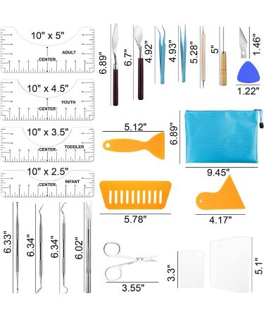 33pcs Vinyl Weeding Tools & T-Shirt Ruler Guide Set for DIY Heat Transfer Printing - Craft Tools for Silhouettes, Scrapbooking, Cutting & Splicing - Buy Online on SooperMarket.com