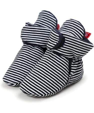 EDOTON Unisex Newborn Winter Boots - Warm Stripe Booties for 0-6 Months - Non-Slip Sole & Adjustable Socks - Black Stripe - Buy Online on SooperMarket.com