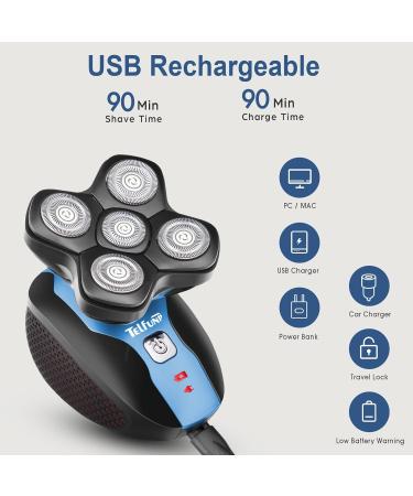 Upgrade Magnetic Head Shaver for Bald Men - Cordless 5-in-1 Electric Razor | IPX7 Waterproof Wet/Dry Grooming Kit | Easy Palm Shaver for a Smooth Shave - Buy Online on SooperMarket.com