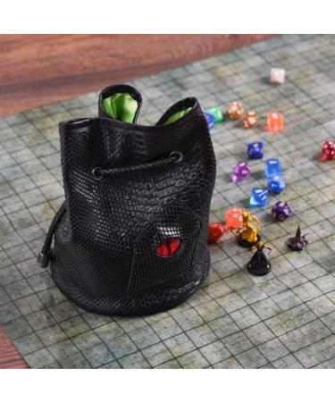 Large Dice Bag with 7 Complete Dice Sets | Black Dragon DND Dice Bag with 49 Polyhedral Dice | Green Satin Interior | Holds 150+ Dice - Buy Online on SooperMarket.com