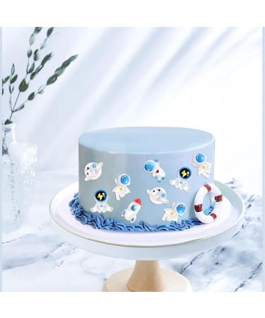 Cyodoos 25Pcs Outer Space Cupcake Toppers Space Astronaut Cupcake Picks Rocket Planet Trip to the Outer Space Themed Kids Children Party Supplies Blue - Buy Online on SooperMarket.com