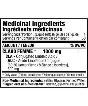 FEMME FIT - CLA80 Femme - Premium Grade Conjugated Linoleic Acid - 60 Count - Buy Online on SooperMarket.com