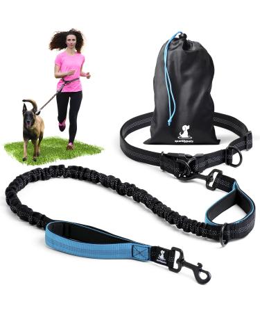 Jogging lines for dogs to walk jogging hiking |2 in 1 jogging line and normal dog leash for large and medium -sized dogs with double handle |Belly belt dog leash blue for a dog