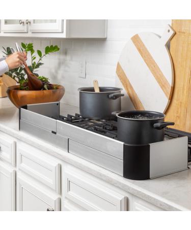 Qdos Adhesive Aluminum Stove Guard - Complements Modern Kitchen Designs - Fits Cooktops & Most Freestanding Stoves - Protects from Front & Sides - Easy to Install - Quick Removal for Cleaning