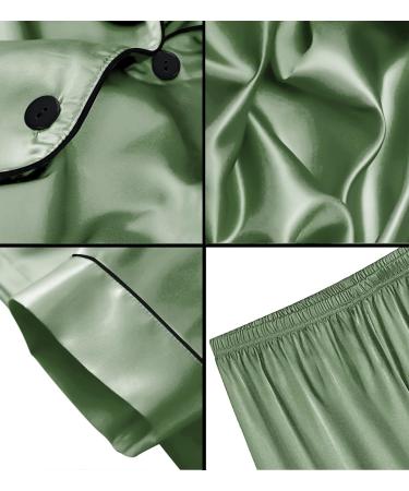 SWOMOG Kids Silk Pyjama Set - Unisex Satin Button Down PJs for Boys & Girls, Soft Sleepwear for Children, 6-7 Years, Matcha Green - Buy Online on SooperMarket.com