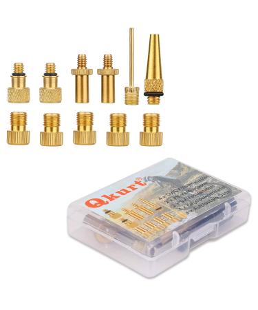 QKURT 10PCS Bicycle adapter inflation adapter set pump adapter valve adapter Schrader valve presta valve rollers for bicycles tire inflator air pump compressor gold 10 pieces
