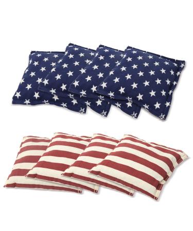 Set of 8 Premium Weather Resistant Cornhole Bean Bags. Regulation Size and Weight Bean Bags for Cornhole Toss Games (Several Styles Available) Stars Stripes Flag