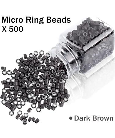 Duufin Dark Brown Microring Extensions Set - 500 Rings Pliers Needles Clips Comb & Mini Hair Gum for Perfect Hair Extensions - Buy Online on SooperMarket.com