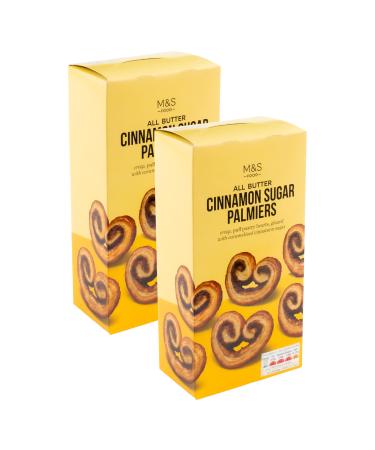 M&S All Butter Cinnamon Sugar Palmiers Crisp Puff Pastry Glazed Heart Shapes with Caramelised Cinnamon Sugar - 2 x 100g