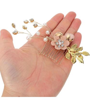 STOBOK Pack of 4 Vintage Gold Flower Pearl Hair Comb Crystal Hairpins Bridal Headpieces Wedding Hair Accessories for Women - Pink Flower - Buy Online on SooperMarket.com
