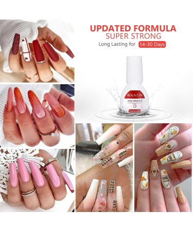 2-Pack Extra Strong Nail Glue for Tips & Broken Nails - 15ml Bottles with Brush | Bolases - Buy Online on SooperMarket.com