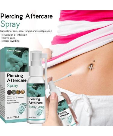 Piercing Aftercare Spray Ear Hole Care Spray Ear Piercing Cleaning Solution Portable Pierced Ear Care Solution Swelling Ear Pierced Skin for Ears Nose Nipples Belly 30ml*3 - Buy Online on SooperMarket.com