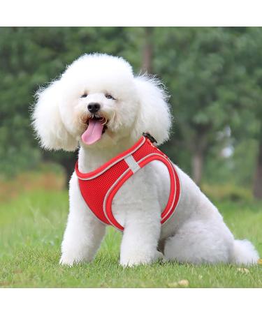 Heele Adjustable Reflective Dog Harness for Small & Medium Dogs - Breathable Soft Mesh Comfortable Fit Red 2XS - Buy Online on SooperMarket.com