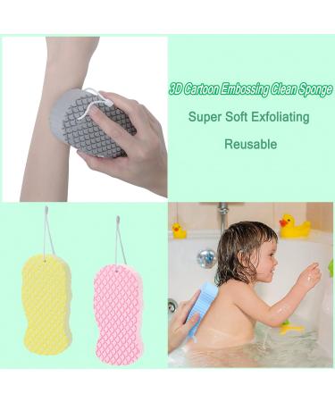 6Pcs Ultra Soft Bath Body Shower Sponges with Exfoliating Dead Skin Remover - Reusable and Super-Soft for Pregnant Women, Adults, and Children | Includes 6 Sticky Hooks - Buy Online on SooperMarket.com