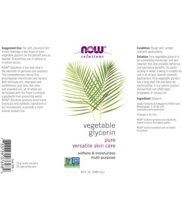 Now Foods Vegetable Glycerin 32 fl oz - Pure, Natural Moisturizer for Skin & Hair - Buy Online on SooperMarket.com
