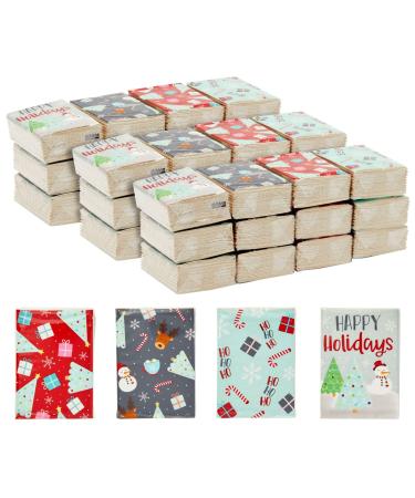 Christmas Tissue Paper, Pocket Tissues, Travel Size Wipes (4 Designs, 72 Packs)