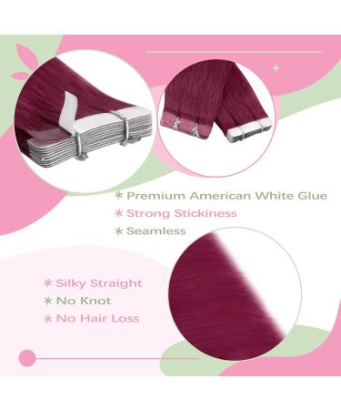 Shop Youngsee Burgundy Tape In Extensions - Real Hair 50cm 10 Pcs Invisible Skin Weft #530 - International Shipping Available - Buy Online on SooperMarket.com