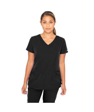 BARCO Skechers Vitality Charge Scrub Top for Women - V-Neck Medical Top 4-Way Stretch Women's Scrub Top Large Black