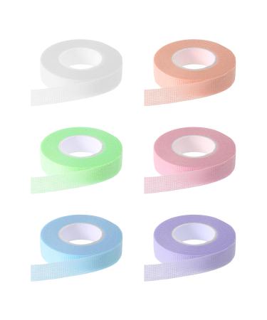 6 Rolls Lash Tape for Eyelash Extensions Adhesive Fabric Eyelash Extension Tape Breathable Micropore Fabric Eyelash Tape Makeup Tape Eyelash Extension Supplies 9 m/10 Yard Each Roll(Colorful)