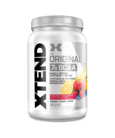 XTEND Original BCAA Powder Knockout Fruit Punch | Sugar Free Post Workout Electrolyte Muscle Recovery Drink with Amino Acids | 7g BCAAs for Men & Women | 90 Servings Fruit Punch 90 Servings (Pack of 1)