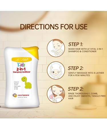 Kids 2in1 Shampoo & Conditioner - Gentle Paraben & Dye-Free Formula for Daily Use - Coco Banana - 10.14 fl.oz/300mL - Buy Online on SooperMarket.com
