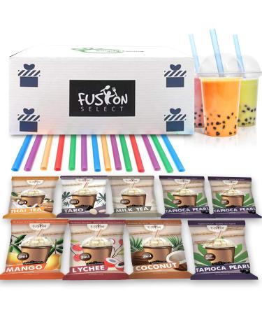 The Ultimate DIY Bubble Tea Kit 6 Flavors of Boba Bubble Tea Drink, 36 Drinks, Taro, Lychee, Coconut, Mango, Milk Tea, Thai Tea Bubble Tea Straws Authentic Bubble Tea Boba Tea Kit Asmr Food