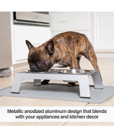 PetFusion Elevated Dog and Cat Bowls - Premium Anodized Aluminum Feeder with US Food Grade Stainless Steel Raised Bowls (Short 4 Metallic Gray) - Buy Online on SooperMarket.com