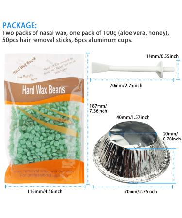 Nasal Wax Set for Men & Women - 100g Nose Hair Removal Kit with 2 Depilatory Wax Beans 50 Applicators & 6 Aluminum Cups - Safe & Effective Hair Removal - Buy Online on SooperMarket.com