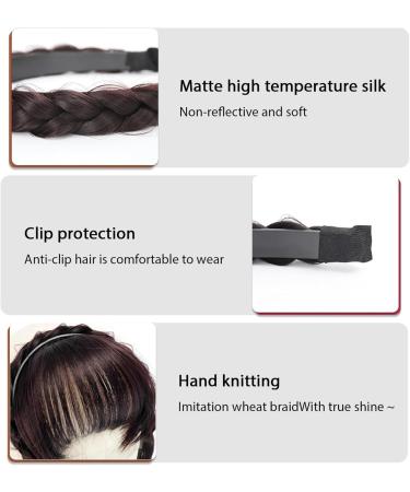 Fluffy Fake Hair Band Bangs Headband with Bangs Fluffy Front Fake Bangs Synthetic Braided Headband Wig with Bangs Non slip Headband Hair Extensions for Women Girls(Dark Brown) - Buy Online on SooperMarket.com