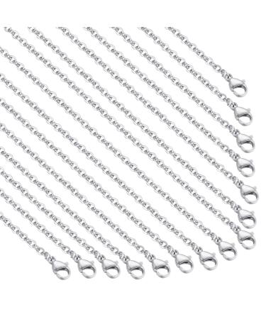 30 Pack 18 Inch Necklace Chain Stainless Steel Link Cable Chain Necklace with Lobster Clasps for DIY Jewelry Making 18 Inches