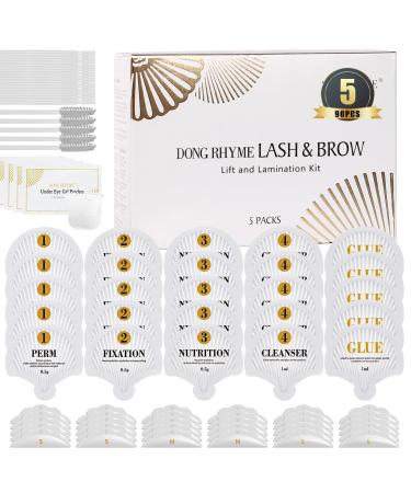 Lash Perming and Brow Lifting Set 2024 Upgraded Eyelash and Eyebrow Lift Kit Semi-Permanent Eyelash Perming Kit Long Lasting (5 Packs)