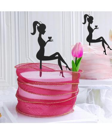 Uinfhyknd Pack of 6 High Heel Girls Birthday Cake Decoration Cake Toppers (Black) - Buy Online on SooperMarket.com