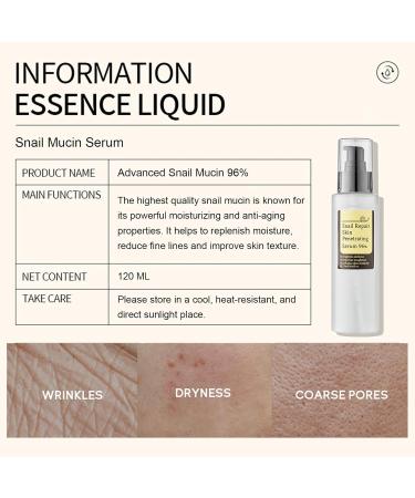 Advanced Snail Mucin 96% Power Repairing Essence | Hydrating Anti-Aging Face Serum for All Skin Types - Buy Online on SooperMarket.com