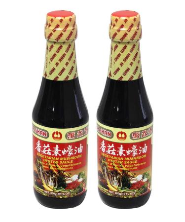 Wan Ja Shan Vegetarian Mushroom Oyster Sauce 10oz Pack of 2. VEGAN. NON-GMO. NO MSG ADDED. 100% Naturally Brewed. No Chemical Soy Sauce.No Caramel Coloring.
