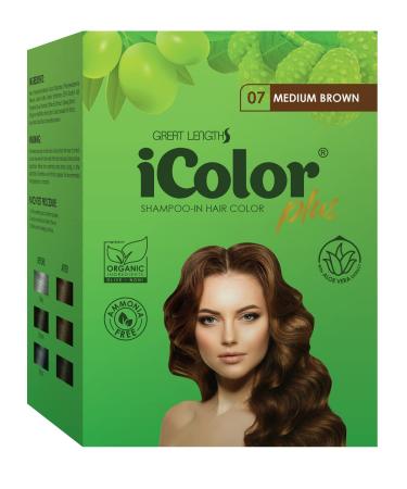 iColor Organic Hair Dye Shampoo Medium Brown 25ml (0.85 ounces) x 10 sachets in a box shampoo-in hair color dye Medium brown hair in 20-30 minutes DIY convenient easy to use