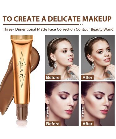 Contour Beauty Wand - Liquid Face Concealer with Cushion Applicator for Natural Matte Finish - Lightweight and Blendable Cream Contouring Stick - Cruelty-Free - 01 Contouring Pen - Buy Online on SooperMarket.com