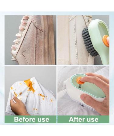 2 in 1 Multifunction Cleaning Brush Liquid Filled Laundry Brush Cleaning Brush with Soap Dispenser for Washing Clothes Shoes Suitable for Home Cleaning (White+Green) - Buy Online on SooperMarket.com