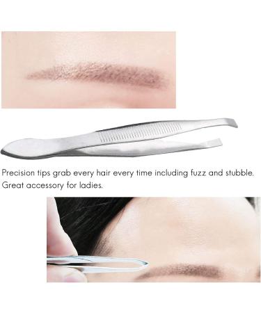 Peowuieu Silver Tone Slanted Flat Tip Metal Hair Eyebrow Tweezer Cosmetic Tool for Lady - Buy Online on SooperMarket.com