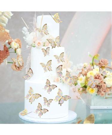 Blumomon 30pc 3D Butterfly Cake Toppers - Gold Rimmed Decorations for Weddings Baby Showers Birthdays & Parties - Buy Online on SooperMarket.com