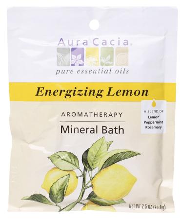 Aura Cacia Aromatherapy Mineral Bath Energizing Lemon 2.5 ounce packet (Pack of 3)
