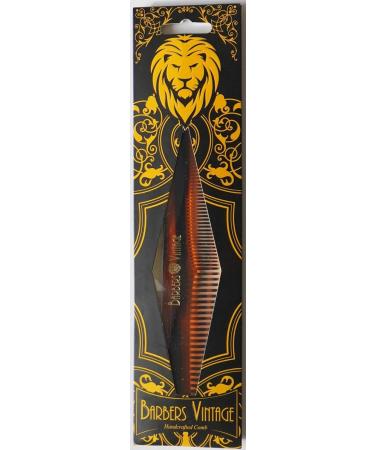 Barbers Vintage Classic Hair Comb for Men - Tortoise Shell Finish | Handmade Fine & Coarse-Tooth Grooming Comb (18cm) - Buy Online on SooperMarket.com