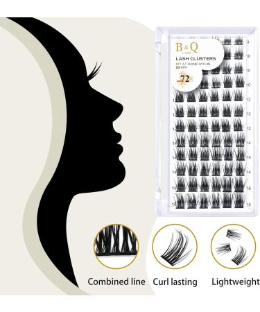 72 Count D Curl Individual Cluster Lashes | Natural Soft Fluffy DIY Lash Extensions - B&Q Lash Clusters | D-10mm B 36 - Buy Online on SooperMarket.com