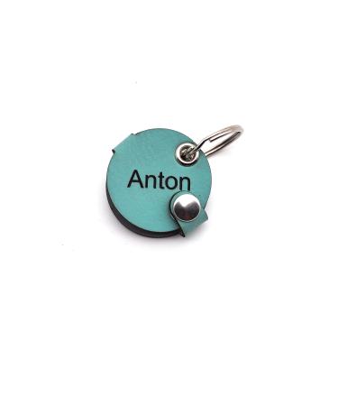 Copter farm dog brand bag for dogs on the collar |With engraving push button |Art leather real leather |Dog brand |Individually engraved on both sides (turquoise round) turquoise round