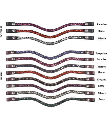 Buy Netproshop Leather Forehead Straps - Eldorado Wave Shape with Rhinestone for Bridle | COB/Full Size Black Flame Color - Buy Online on SooperMarket.com