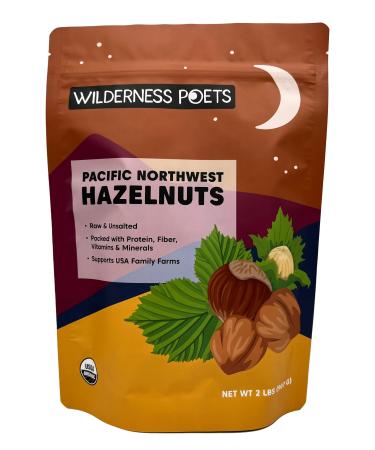 Wilderness Poets, Oregon Hazelnuts - Organic, Raw, Whole Nuts with Skins, No Shells, Bulk Size (32 Ounce - 2 Pound) 2 Pound (Pack of 1)