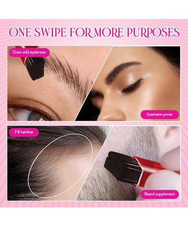 Professional Eyebrow Brush with Spoolie - Fiber Bristles Angled & Flat Applicator for Liquid Gel & Eyeshadow - 5.91 Inch Red - Buy Online on SooperMarket.com