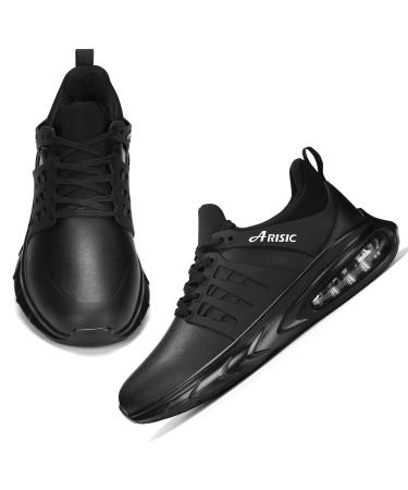 ARISIC Non Slip Shoes for Men Food Service Waterproof Restaurant Men Work Shoes Comfort Slip on Sneakers Women Slip Resistant Shoes for Men Kitchen Chef Food Service Shoes 9.5 Black